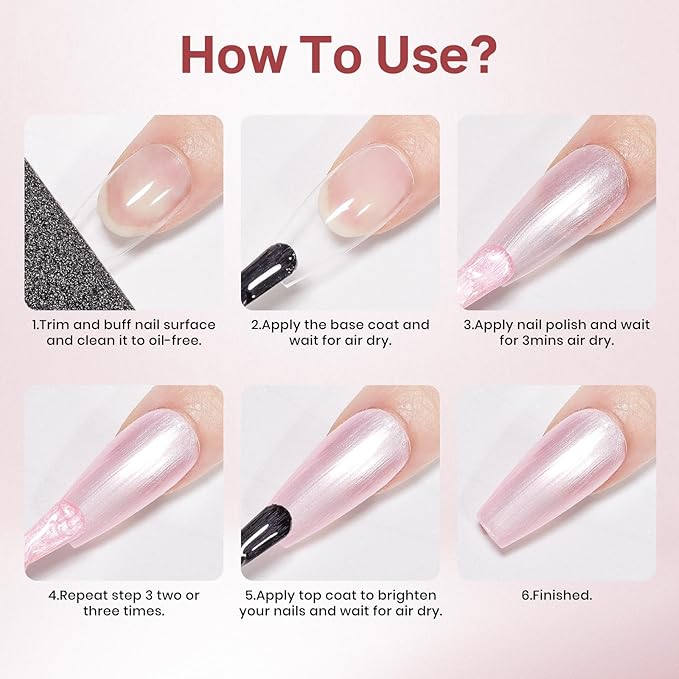 MIZHSE Pearlescent Pink Nail Polish, Quick Dry Pearl Nail Polish, Air Fast Drying 15ml Nail Lacquer Non Gel Oil-based Nail Art Manicure Home DIY