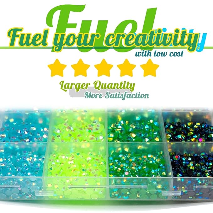 Green Jelly Resin Rhinestones Bulk 3mm 4mm 5mm Flatback Fresh Green Emerald Green Stones for Crafting Non-Hotfix Peacok AB Resin Gems Diamonds for Nails Eyes Face Makeup Tumblers DIY Crafts