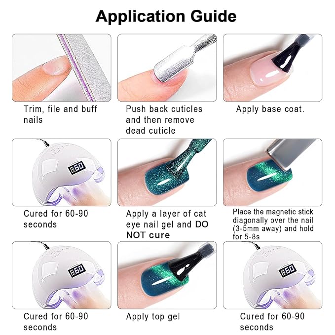 RARJSM Aurora Cat Eye Gel Nail Polish Blue Green Purple Multi Color Velvet Diamond Cateye Gel Polish with Magnet Stick Reflective Shimmer UV LED Curing Requires Soak Off for Home Salon Manicure 15ml