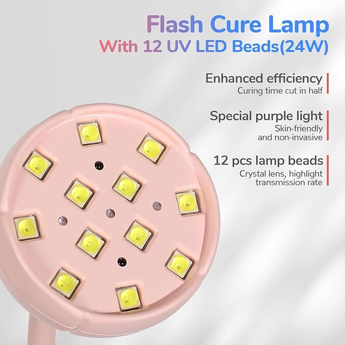 LIORA UV LED Nail Lamp - Gooseneck UV Light for Gel Nails, Cordless USB Rechargeable Flash Curing Ligth with 4 Timers & Auto Sensor, Nail Dryer Gel Polish Light for Salon Home DIY