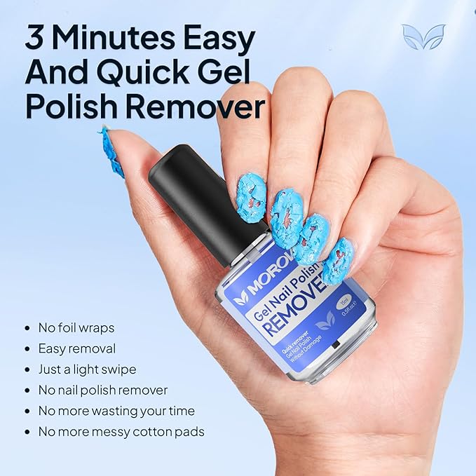 Morovan Gel Nail Polish Remover: Quick & Gentle Gel Removal Natural Formula Portable No Soak or Wrap Needed at Home Travel Friendly