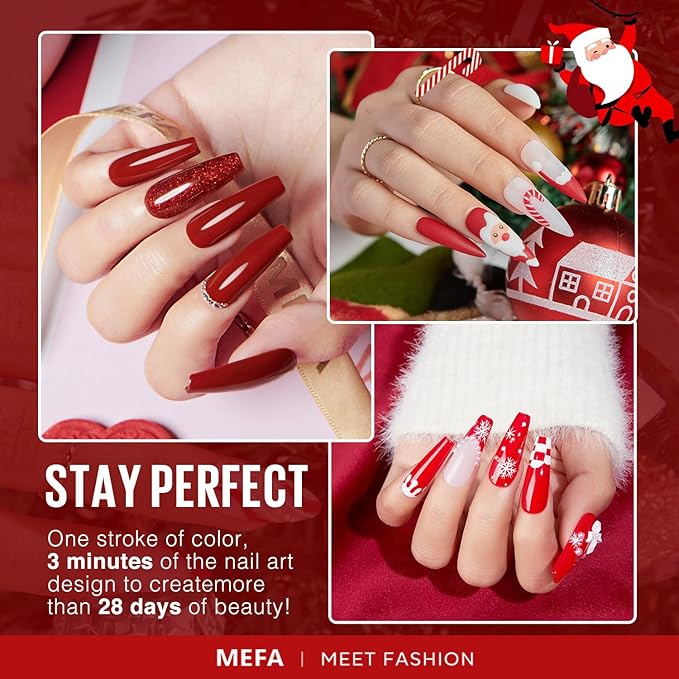 MEFA Red Gel Nail Polish Set, 6 Colors Christmas Gel Polish Kit Popular Burgundy Glitter Nail Polish Soak Off Rose Dark Red Shimmer DIY Home Salon Manicure Gifts for Women Girls 2025
