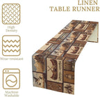 Retro Rustic Style Table Runner, Vintage Moose Deer Bear Leaf Tree Country - Image 4