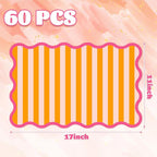 JarThenaAMCS 60 Pcs Stripe Scalloped Paper Placemats Table Mats 11 x 17 Inch - Image 2