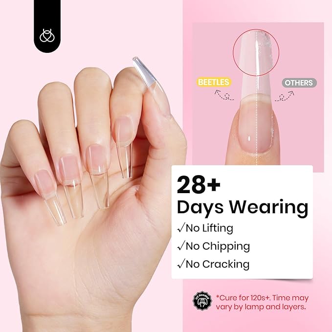 Beetles Low Heat Hard Gel Kit,Mint Sheer 2 Pcs 9 in 1 Nail Extension Sculpting Apex Building for Salon Professionals,Clear Builder Nail Gel,Christmas Nails,UV & LED Lamp Needed