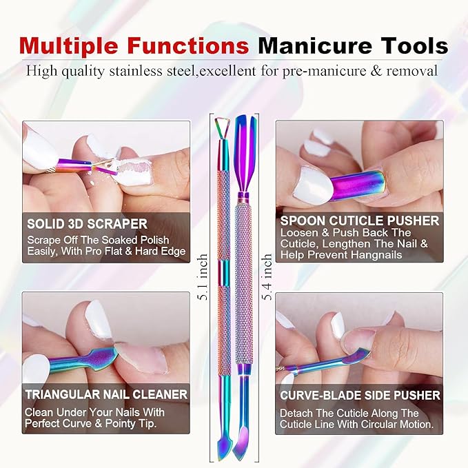 LOUINSTIC Gel Remover for Nails - 2 Bottles (15ML Each) - Easy & Fast Nail Polish Removal Does Not Damage Nails Portable for Travel - Professional Grade Kit with Sanding Strips,Manicure Tools