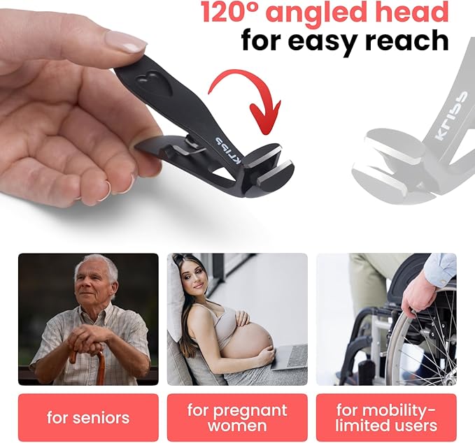 Toe Nail Clippers for Thick Nails for Seniors, for Thick Nails with Catcher. Angled Heavy Duty Large Toe Nail Clippers for Seniors, Toenail Clippers & Nail Cutters for Diabetic & Arthritic Nails