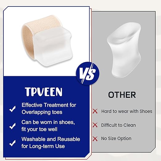 Orthopedic Gel Toe Separators for Overlapping Toes,Big Toe Spacers for Hallux Valgus Corrector with Shock Absorption, All-Day Comfort for Men & Women. (BEIGE, WOMEN(10.5-14)/MEM(9-13))