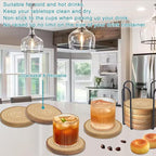Eykao Wood Coasters for Drinks, Absorbent Coaster Sets of 8, Woven Drink - Image 4