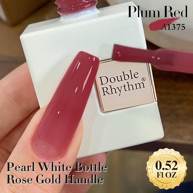 Double Rhythm Gel Polish 15ML Jelly Sheer Pastel Light Milky Color Pearl White Bottle 1 PC 0.5 OZ Full Size Nail Art Salon at Home (Pink Purple-D1375)