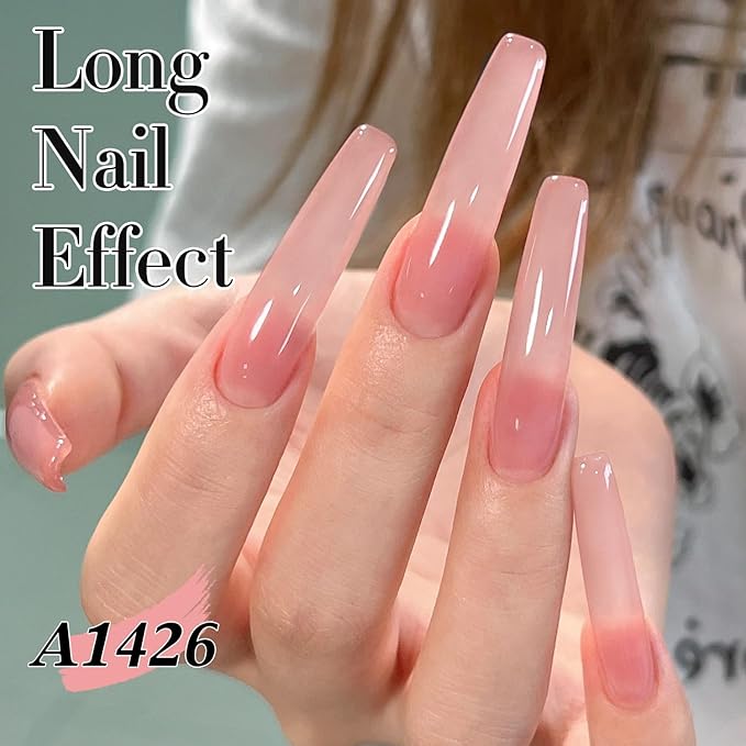 Double Rhythm Gel Nail Polish Set of 6 Colors Baby Light Pastel Milky Nail Polish Starter Kit Art DIY Salon Home (Jelly Sheer Nude Pink White,Kit 36)