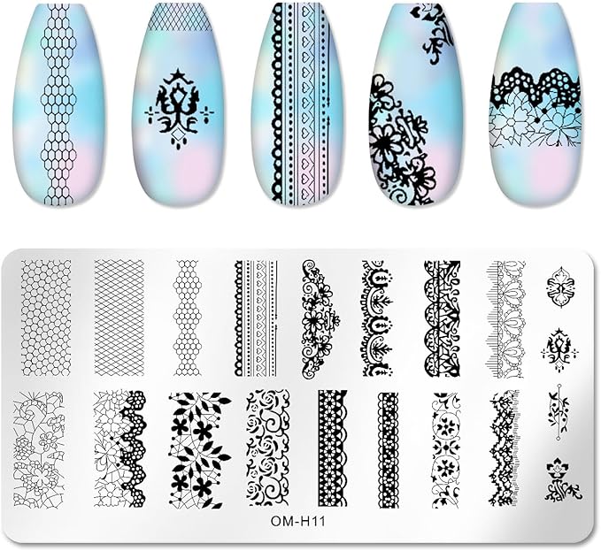 6pcs Nail Art Stamping Plates Set Manicuring Accessories Coconut Tree Leaves Flowers Birds Cactus Island Geometry Image Template for DIY Tips Decoration