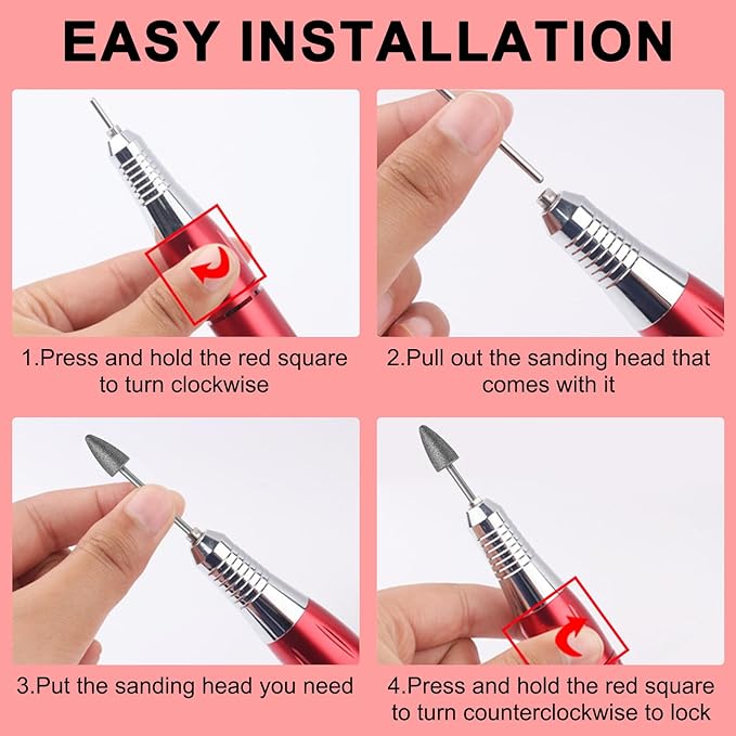 Nail Drill Bits,3/32 Inch Diamond Acrylic Nail Drill Bits with Case,Quartz Pointed Carbide Nail Bits for Nails,Cuticle Remover Bits, Professional Manicure Tools (Fine)