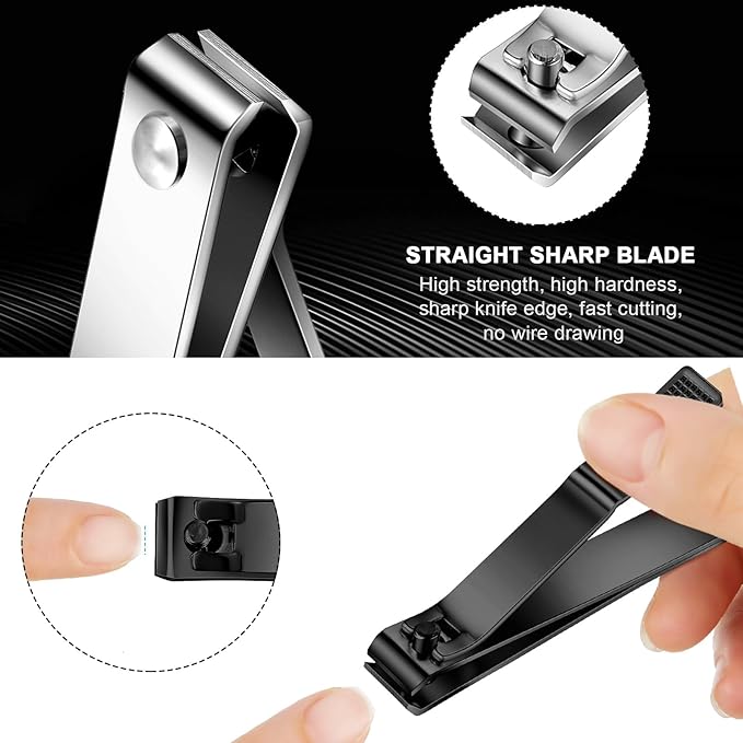 Mudder 6 Pieces Large Toenails Clippers Straight Edge Toenails Clippers Stainless Steel Nails Cutters for Men Women Thick Nails (Silver and Black)