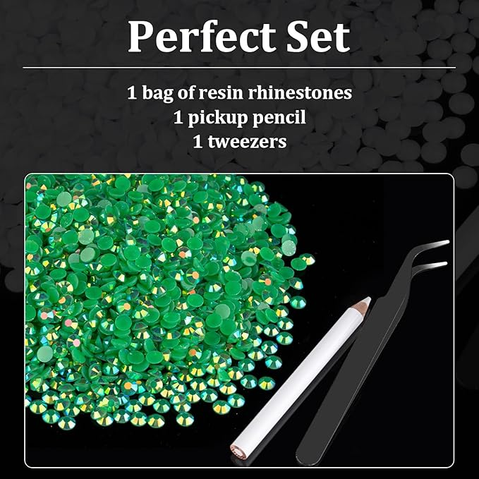 6000pcs 4mm Resin Rhinestones Bulk, Dark Green AB Flatback Round Jelly Rhinestones Bedazzling Non Hotfix Crystal Gems Large Quantity Wholesale for DIY Crafts Clothes Tumblers Face Makeup Manicure