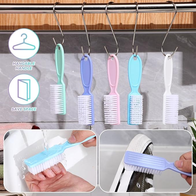 Patelai 30 Pcs Nail Scrubber Brushes Bulk Handle Grip Manicure Brushes for Cleaning Fingernails Pedicure Cleaning Brush for Toes and Fingernail Cleaning(Macaron Colors)
