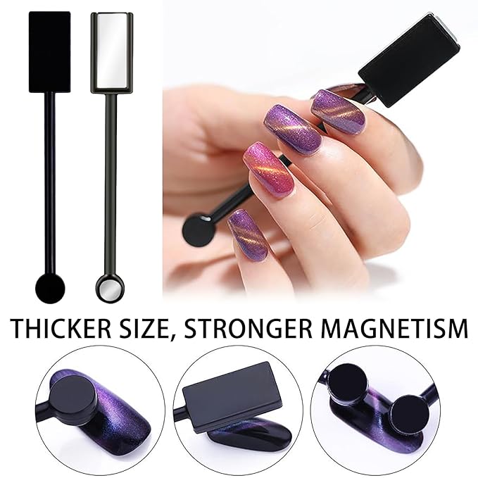 62Pcs Heart Cat Eye Magnet for Nails, Heart Nail Magnet Tools Set, Cat Eye Magnetic Gel Nail Polish Magnets Sticks, Magnetic Bead for Acrylic Nails DIY Manicure Accessories