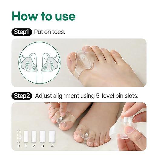 GOYO FlexBunion 5 – Bunion Corrector & Toe Separators for Women Big Toe | Foot Pain Relief | Adjustable Toe Alignment for Hallux Valgus | Soft, Flexible & Comfortable Fit | Left & Right Set