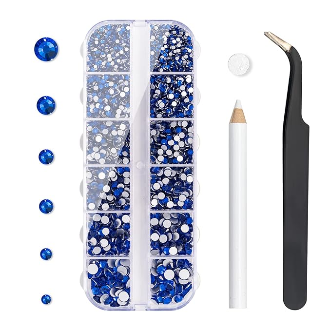 Flatback Crystal Rhinestones, 3792 Pieces Round Nail Gems Non Hot-fix Rhinestone SS6-SS20 Mixed Sizes Nail Art Rhinestones for Acrylic Nails, Crafts, Makeup, Clothes, Shoes, DIY Decorations