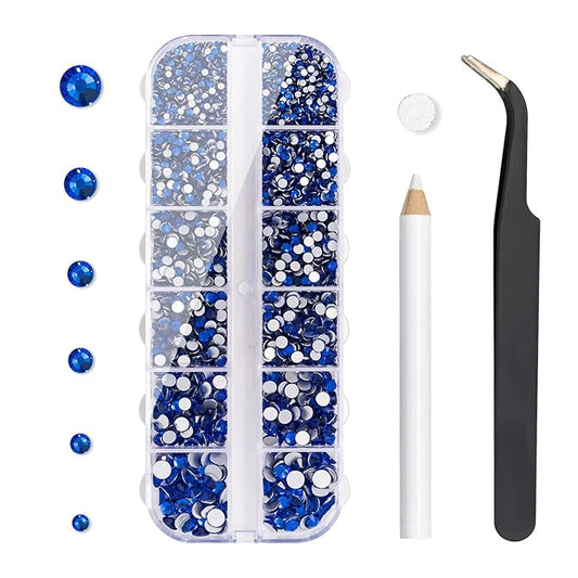 Flatback Crystal Rhinestones, 3792 Pieces Round Nail Gems Non Hot-fix Rhinestone SS6-SS20 Mixed Sizes Nail Art Rhinestones for Acrylic Nails, Crafts, Makeup, Clothes, Shoes, DIY Decorations