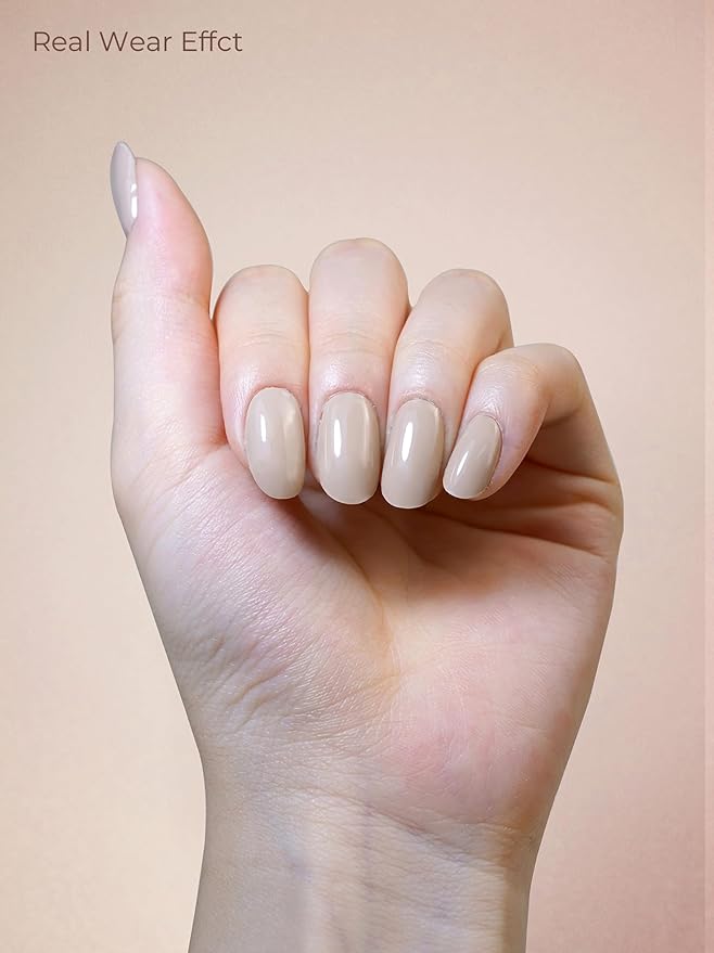 Pre Cured Gel Nail Strips - 44PCS Salon Quality Gel Nail Stickers - Long Lasting Polish Wraps for Women no UV Light Needed Easy Apply& Remove (Minimal Nude)