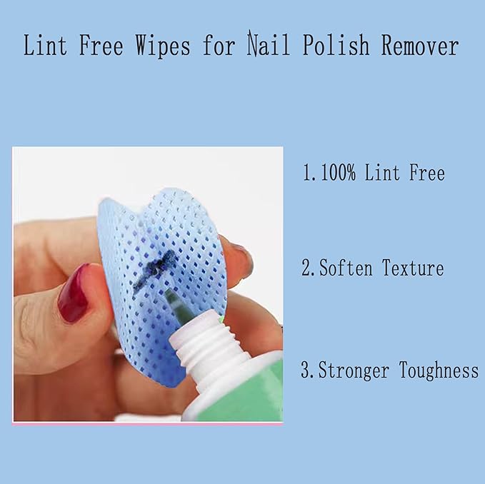 1000 PCS Lint Free Nail Wipes,Nail Polish Remover Wipes for Lash Extension Supplies,Lint-Free Lash Glue Wipes Pads Eyelash Extension Nails Wipes for Nail Polish Remover,Lash Glue Cleaning Pads, Blue