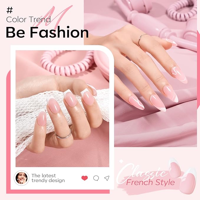 modelones Gel Nail Polish Set 2 Pcs 15ml French Manicure Kit White And Jelly Pink Gel Polish Soak Off UV LED Classic French Tip Gel Polish Natural Nail Art DIY Gift for Women