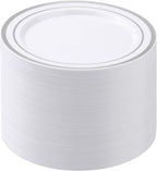 BESTSTAR 100PCS White Plastic Plates by BESTSTAR