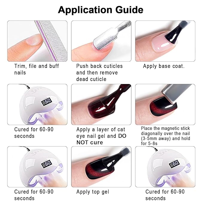 RARJSM Burgundy Cat Eye Gel Nail Polish Diamond Dark Black Red Cateye Velvet Glitter Gel Polish 15ml Single Bottle with Magnet Stick UV LED Curing Requires Soak Off for Home Salon Christmas Manicure