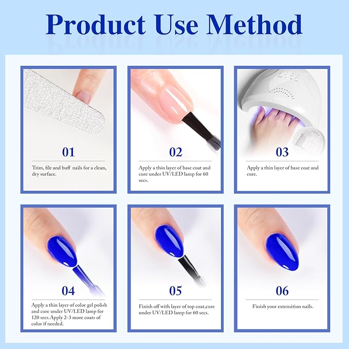 Double Rhythm Gel Polish Set of 6 Colors Baby Light Pastel Milky Gel Polish Starter Kit Art DIY Salon Home (Light Dark Navy Blue White Gold,Kit 17)