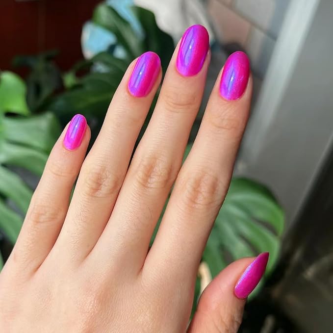 Hot Pink Nail Polish, Quick Dry Nail Lacquer, Deep Neon Pink Blue Shimmer Glitter Nail Polish, Chip-Resistant & Longwear Formula, High Shine Finish,Salon-Quality for Women 0.41 fl oz