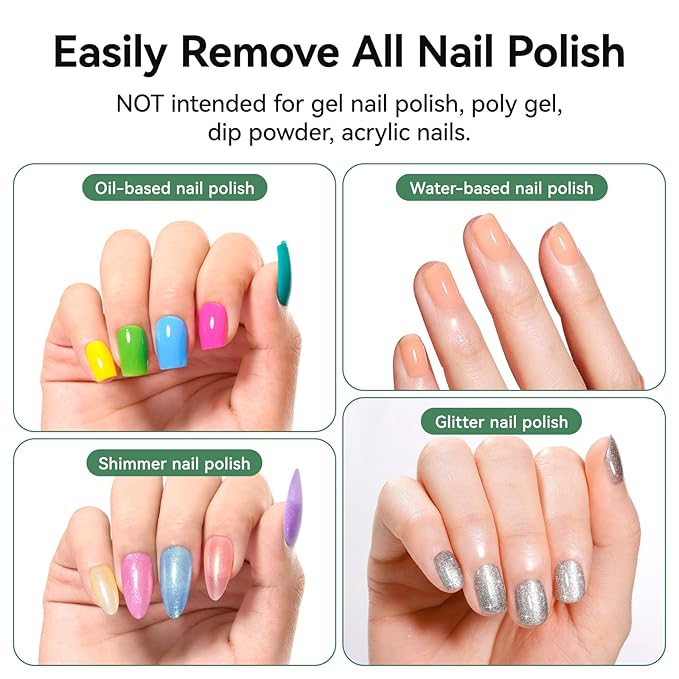 Nail Polish Remover with Aloe Vera, Non-Acetone Fingernail Polish Remover with Easy Push-down Pump, VE Non-Drying 5-10s Effectively to Clear Quick Dry Nail Polishes, 160ml