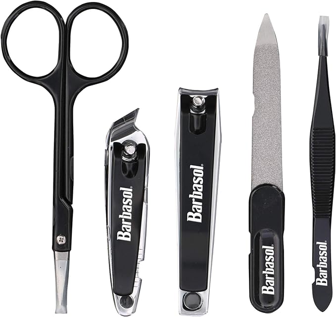 Barbasol CBG11001BLK 6-Piece Nail Grooming Set with Travel Case - Black