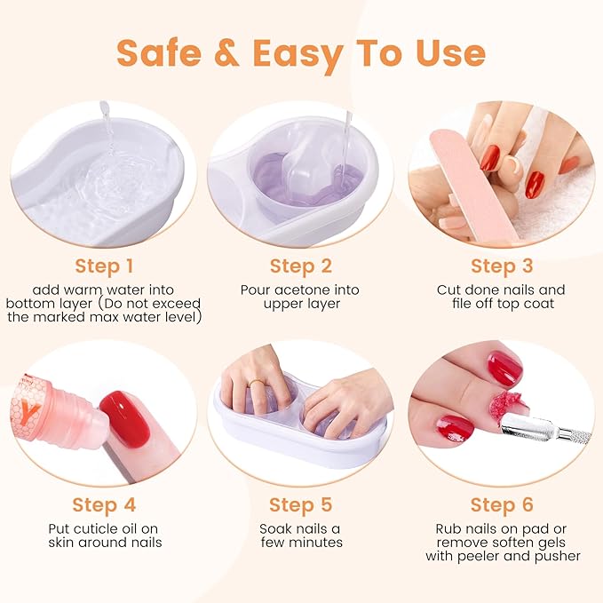 Dual Nail Soaking Bowl Acetone Proof: Soak Off Gel Nail Polish Dip Powder Remover Bowl- Cut the Soaking Time in Half Manicure Bowl for Salon Home (D2-White)