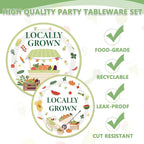 EUOYUFO 96Pcs Locally Grown Baby Shower Paper Plates Napkins Forks Locally - Image 4