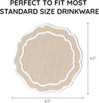 Linen Coasters for Drinks, 4.5 inch, Taupe | Absorbent Linen Drink Mats - Image 3