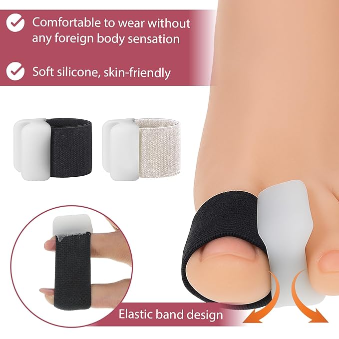 8 Pack Toe Separators for Women Toe Separators for Pedicure Overlapping Toes Separator for Men Correct Toes with Elastic Band