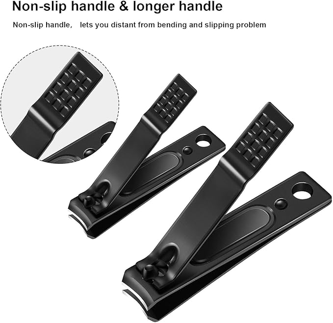 Yaomiao 12 Pieces Nail Clipper Set Stainless Steel Nail Cutter Fingernails and Toenail Clipper Cutter for Women Men (Black)