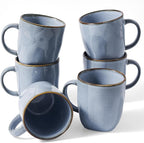 famiware Coffee Mugs Set of 6, Ocean Square 13oz Coffee Cup Set by Famiware