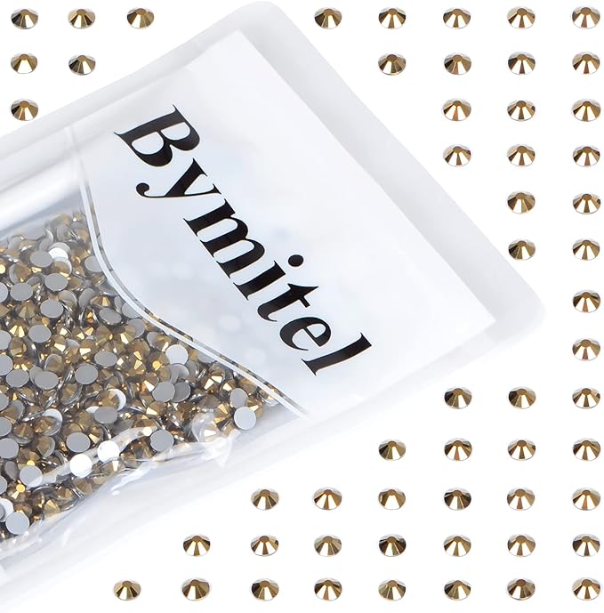 1440PCS Art Nail Rhinestones Non Hotfix Glue Fix Round Crystals Glass Flatback for DIY Jewelry Making with one Picking Pen (ss20 1440pcs, Aurum)