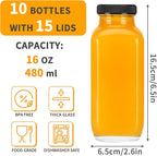 CUCUMI 10pcs 16oz Glass Juice Bottles - Image 2