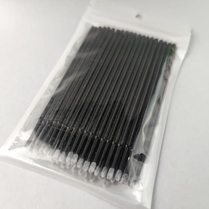 50 Pieces Microswabs for Eyelash Extensions, 10CM Lash Cotton Swabs, Microfiber Wands Brush for Lash Removal, Clean Mascara (Simple Packaging)-(Black)
