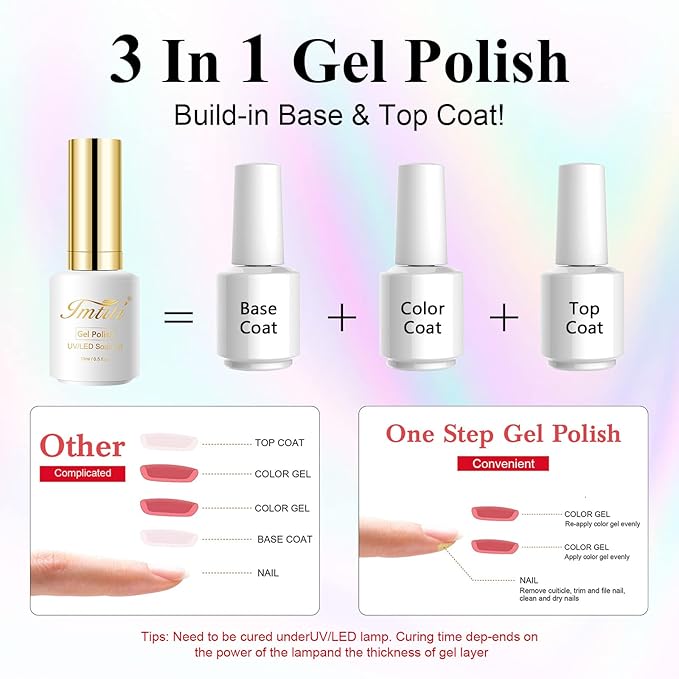 Imtiti Gel Nail Polish,1 Pcs 0.5 Fl Oz Coffee Brown Gel Polish No Need Base and Top Coat 3 in i One Step Gel Nail Polish Kit, Soak Off LED U V Nail Gel Polish Nail Art Starter Manicure Salon Gel Nail Kit for Women Girls