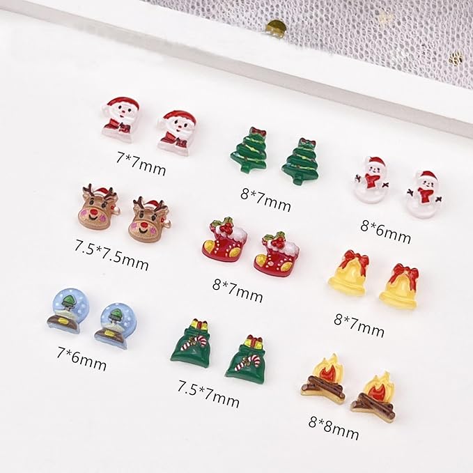 Christmas Nail Art Charms Santa Claus Snowman Resin Nail Charms Elk Bell Santa Tree Torches Red Shoes Nail Art Rhinestones Flat Back Christmas Nail Supplies for Women Girls Manicure DIY Decoration
