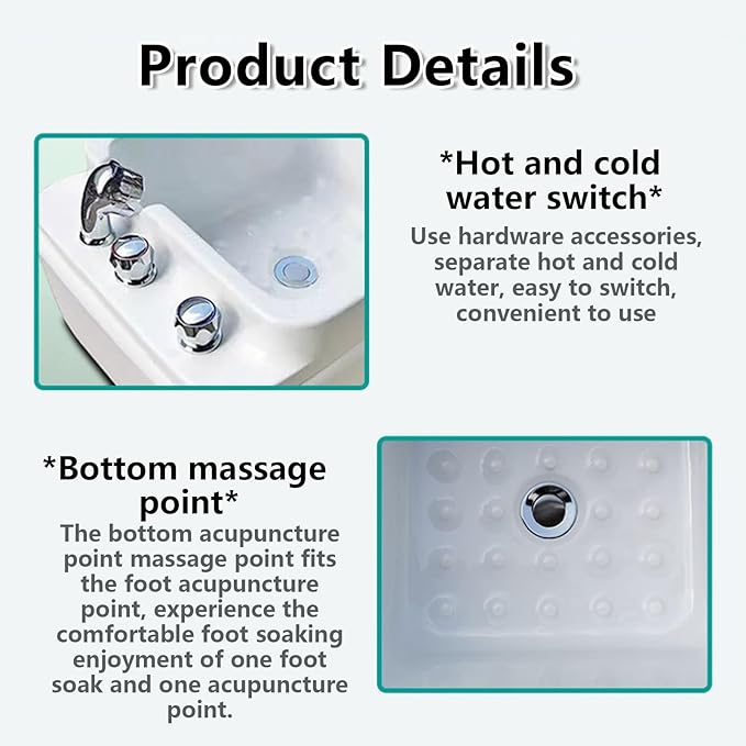 Pedicure Foot Spa,Acrylic spa Footbath, Nail Salon Pedicure, Massage Pedicure Bowl Salon,for Soaking Feet Foot Bath Basin