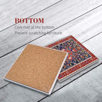 Geometric Coasters for Drinks, Ceramic Stone | Tribal Absorbent Square Table Mat - Image 5