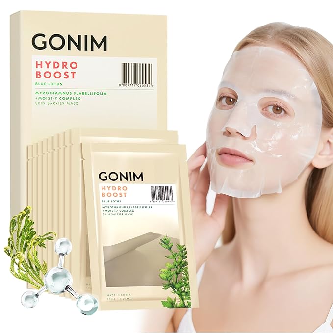 GONIM Face Mask Korean Skin Care with Hyaluronic Acid Serum, Vitamin C, Collagen Activation-Face Masks Skincare Hydration, Anti Aging & Moisturizing Sheet Mask for All Skin Korean Face Mask 30mlx10pcs