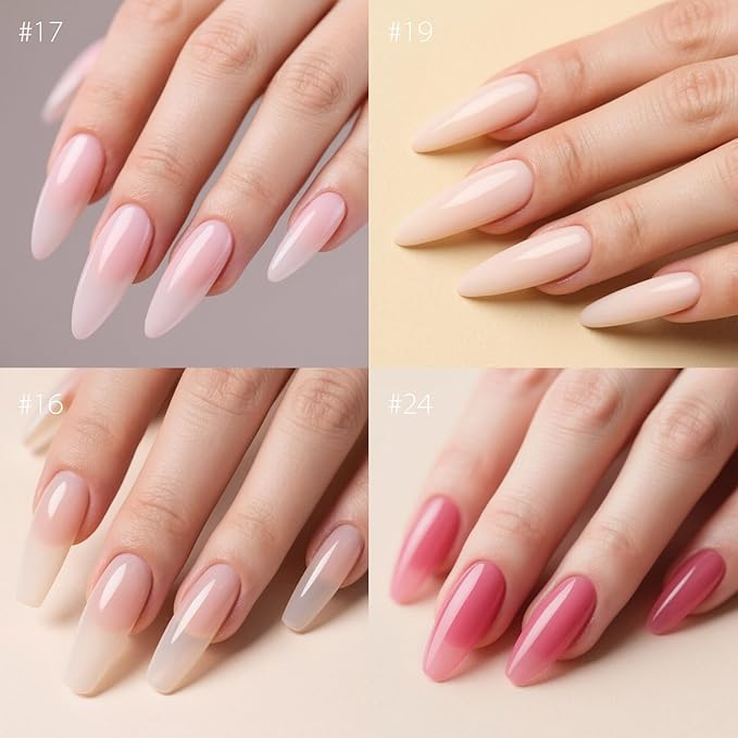 CANNI 6 Pcs 9 Ml Clear Builder Nail Gel Polish Set- Milky White Neutral Nude Pink Colors Builder for Nails Strengthener Gel Thickening Extension for Beginners DIY Home Salon Manicure