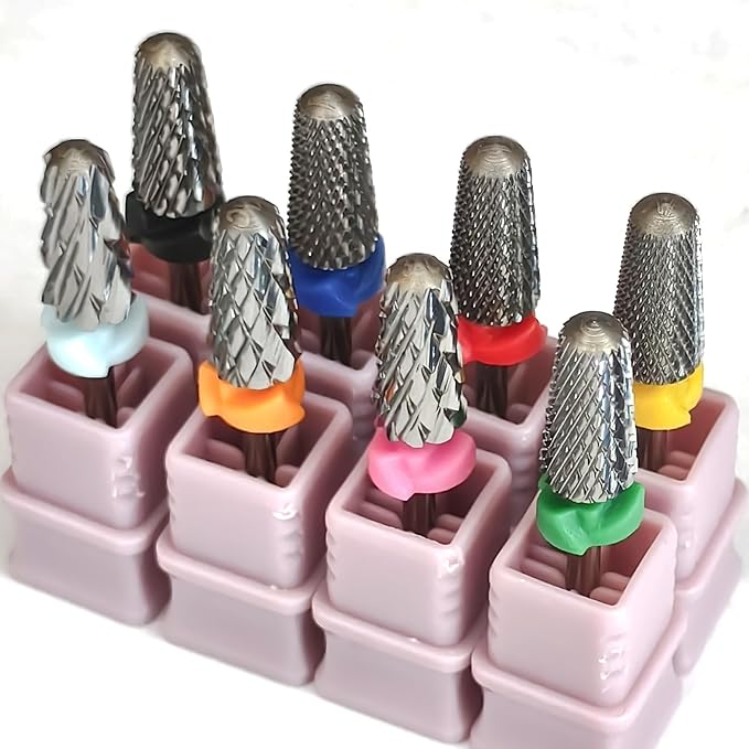 Super Cut Tapered Barrel 3/32'' Safety Tungsten Nail Drill Bits, Remove Gel Fast, Right handed, Suitable for Manicure Pedicure Cuticle Gel Polishing, Technicians Bits, Grit: Extra Fine.