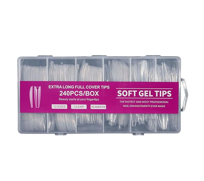 halloween nails Explosive 240 PCS Home DIY Nail Kit - Coffin False Nails, Press Ons, Fake Nails, Nail Tips, French Press On Nails - Transform Your Look Instantly(Long - Half Coffin)